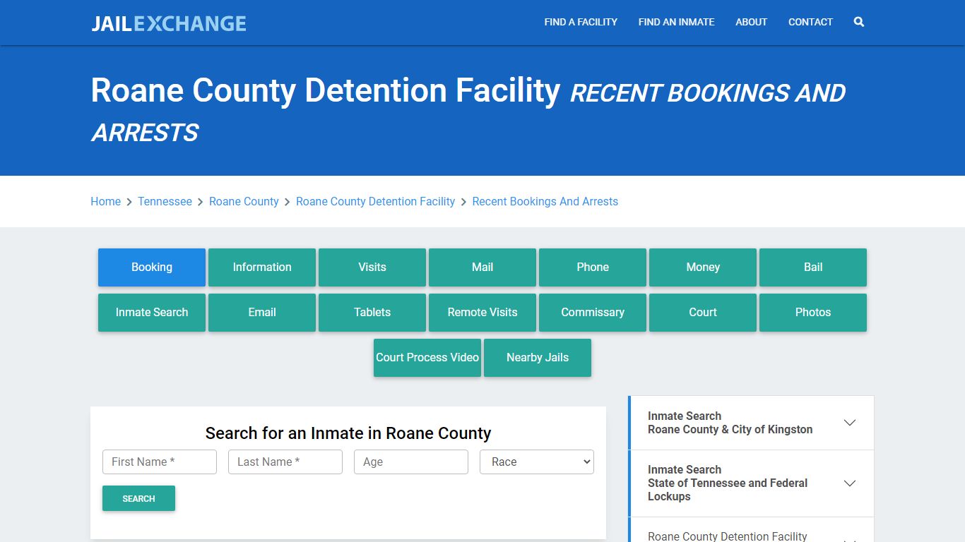 Roane County Detention Facility Recent Bookings And Arrests - Jail Exchange