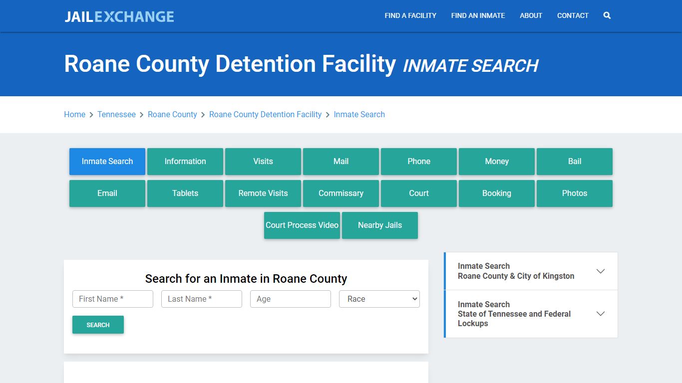 Roane County Detention Facility Inmate Search - Jail Exchange